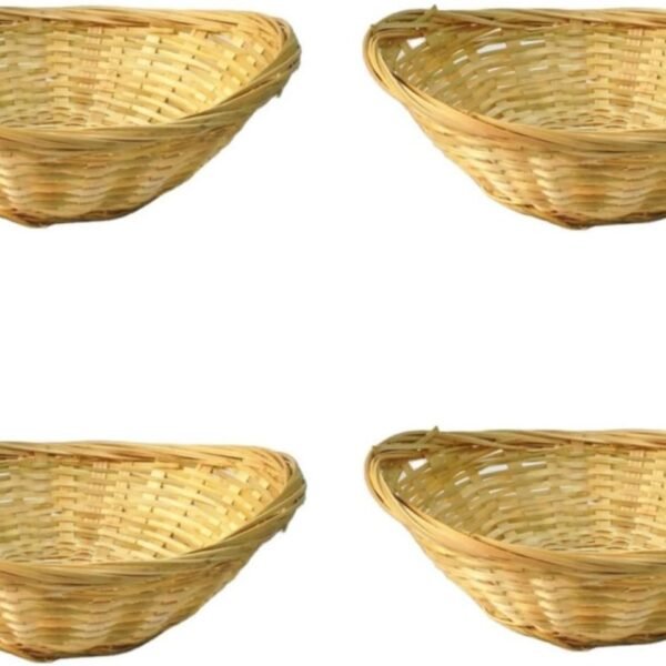 4 Pcs 8 8"x6 7"x2 5" Bamboo Basket Tray Oval Display Bamboo Handmade Basket for Kitchen Organization Stackable Storage