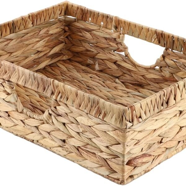 Water Hyacinth Storage Baskets, Hand Woven Baskets with Built in Handles Wicker Baskets for Organizing Storage Baskets for Bedroom,Living room