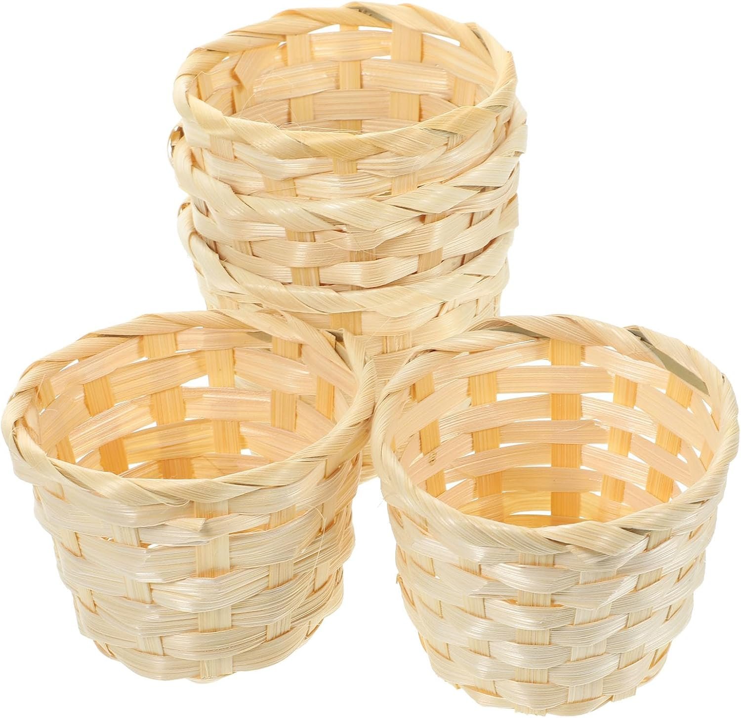 5 Pack Mini Wood Woven Baskets, Small Bamboo Storage Baskets, Mini Baskets for Home Organization, DIY Crafts, and Gift Packaging (2 95x2 95x2 36 Inches)