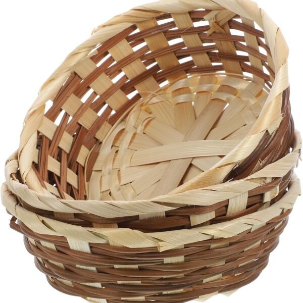 Handmade Bamboo Storage Basket 9Pcs Woven Basket Cake Container Knitting Woven Tray Wicker Storage Baskets Snack Storage Tray Decorative Fruit Baskets
