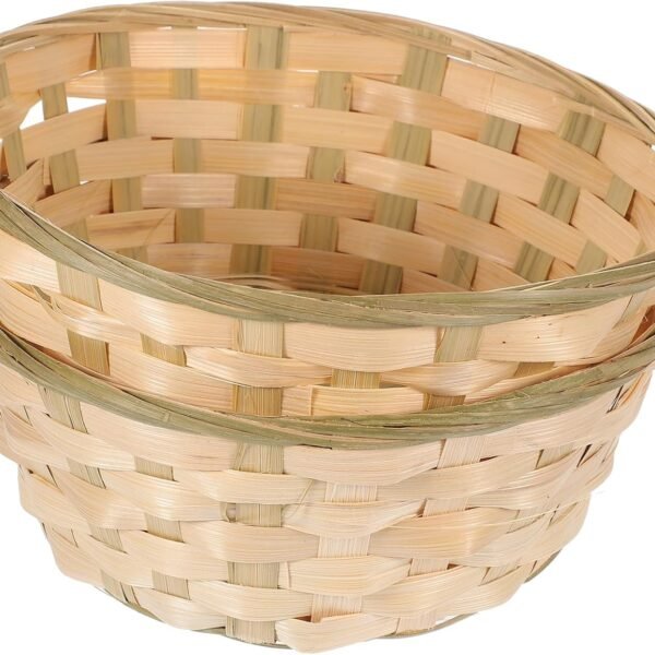 2pcs Hand Woven Basket Desktop Storage Basket Natural Bamboo Woven Fruit Basket Easter Storage Basket for Plant Hand Decor Home Party Tabletop Organize