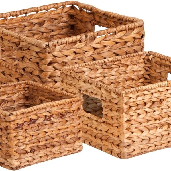 Natural Wicker Storage Baskets, Perfect For Organizing, Storage, and Gifts, Multi size 3 Pack Nesting Baskets for Home Organization and Décor